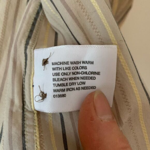 J. Ferrar beige striped long-sleeved shirt, great condition, beautiful, Small - Picture 6 of 8